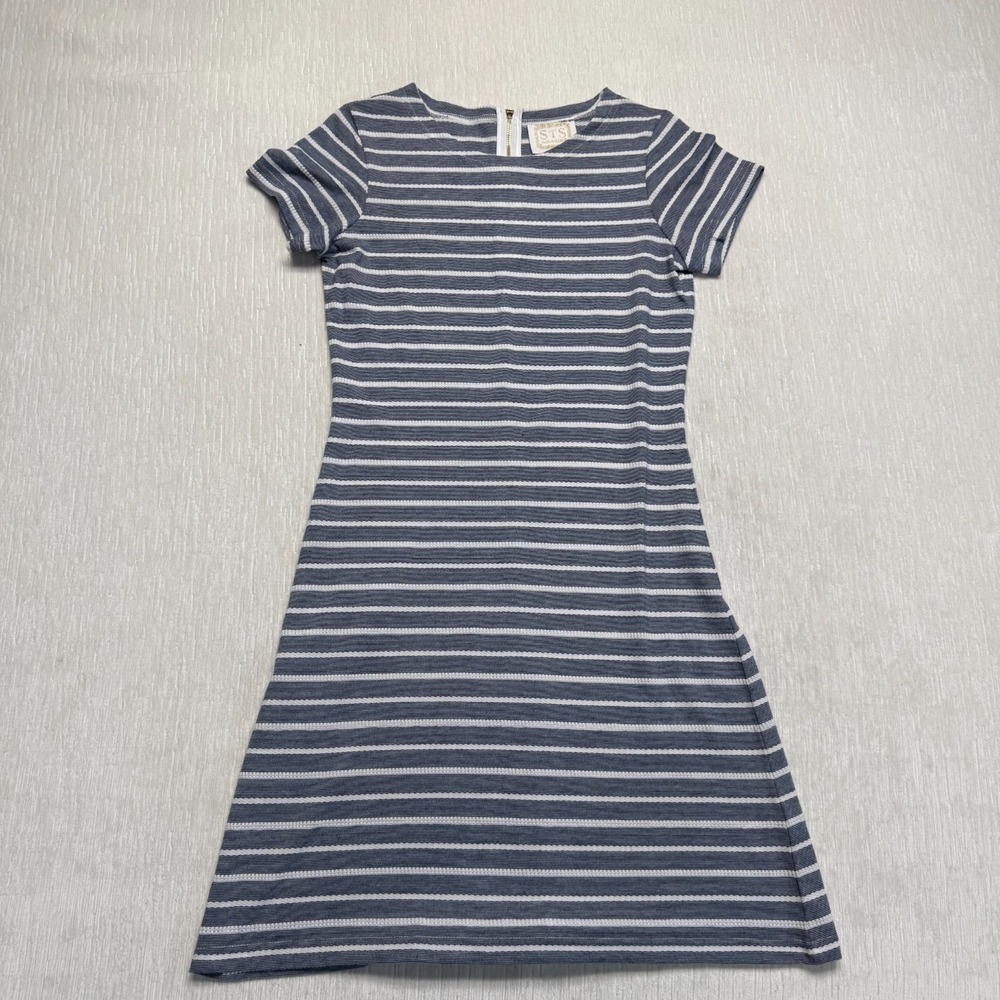 Sail To Sable Shift Dress Womens XS White Blue Striped Cotton Nautical Coastal